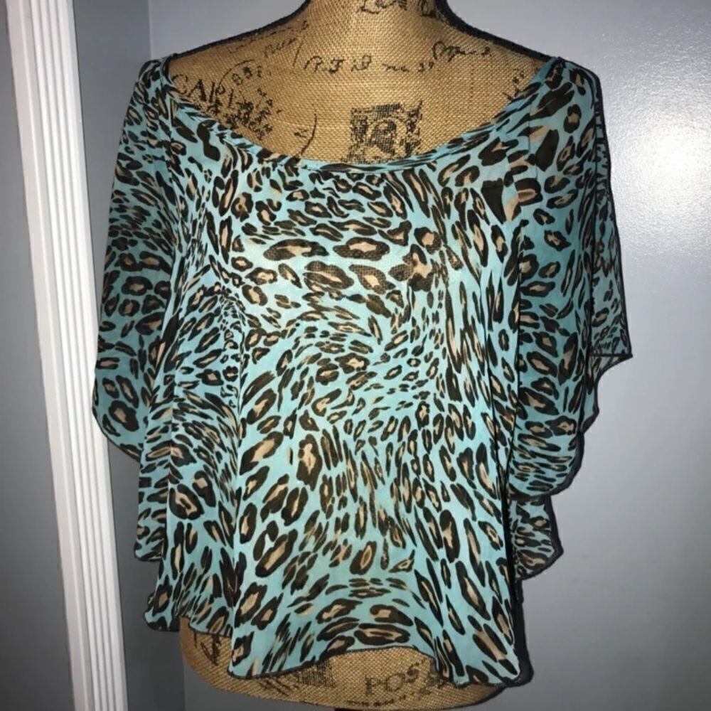 Body central cheetah print sheer loose top